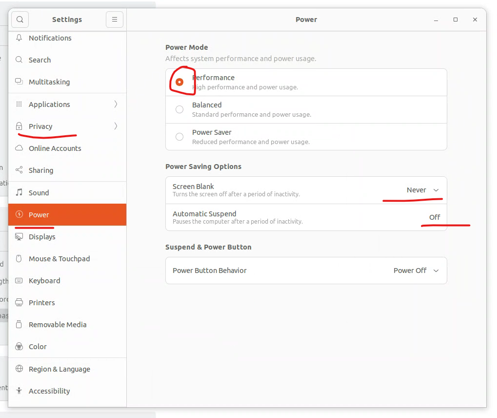 Performance & screen settings overview