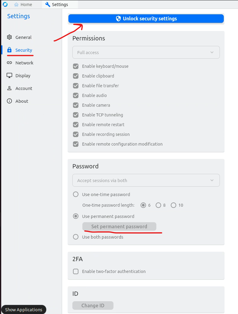 RustDesk password setup overview