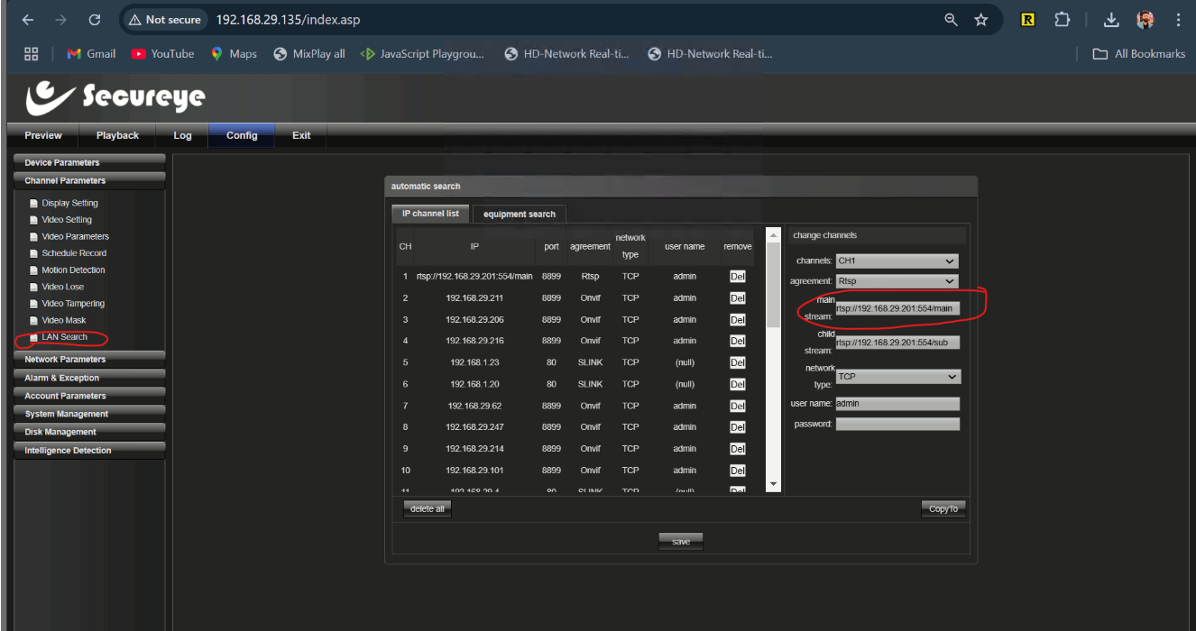 SecureEye configuration